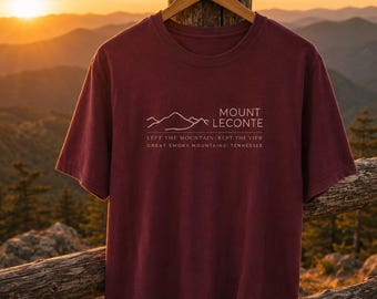 Mount LeConte Tennessee Hiking Tee, Minimalist Mountain Graphic Shirt