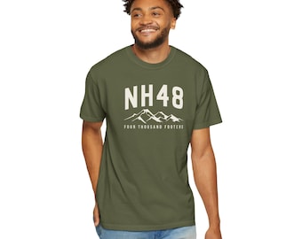 NH 48 Finisher Shirt, New Hampshire 4000 Footers Tee, White Mountains Hiking, Peak Bagger Gift, Unisex Garment-Dyed T-shirt