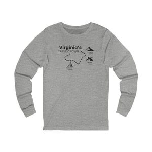 Virginia Triple Crown Shirt, McAfee Knob, Dragon's Tooth, Tinker Cliffs, hiking shirt, Appalachian Trail gift | Unisex Long Sleeve Tee