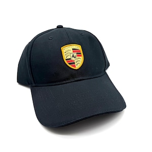 Porsche Crest Black Cap – Premium Adjustable Hat with Embroidered Logo