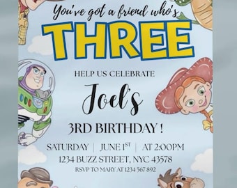 Toy Story Birthday Invitation | 3rd Birthday, Canva Template (Digital Download)