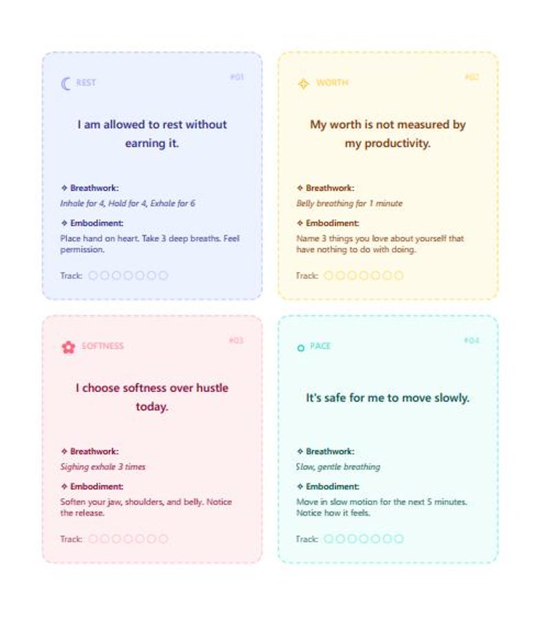 52 Soft Girl Affirmation Cards, Breathwork Prompts (digital Download) - Etsy