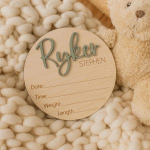 Personalized Baby Announcement Sign, Newborn Sign, Baby Name Footprint board, Newborn Footprint Name Sign for Hospital, Baby Info Birth Sign