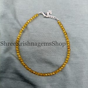 Pulsera de citrino facetado de 3 mm, pulsera de cuentas de piedra preciosa amarilla, cierre de plata de ley, joyería delicada y minimalista, regalo apilable para ella.