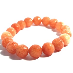 AAA Sunstone Bracelet: Orange Crystal Healing Beads, Sterling Silver