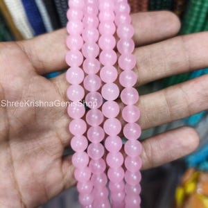 Rose Quartz Necklace: 8mm Pink Gemstone Beads, Sterling Silver Clasp