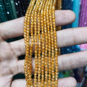 Facettierte Orange Karneol Perlenkette: 3 mm Sterling Silber Verschluss