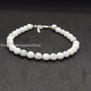 Armband witte lavasteen 8 mm ronde kralen, etherische olie diffuser sieraden, sterlingzilveren sluiting, aromatherapie armband cadeau voor haar