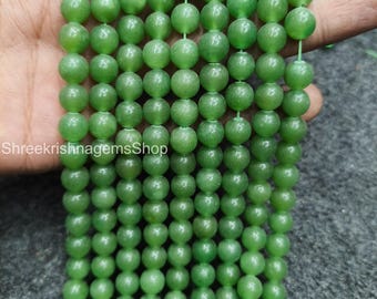 Collar de cuentas de aventurina verde de 8 mm / Plata de ley, hecho a mano