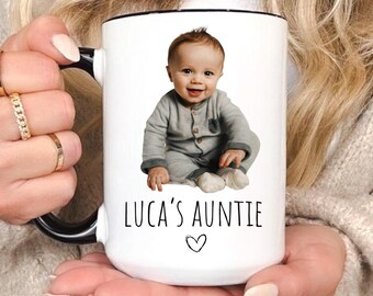 Personalized Baby Face Aunt Mug, Custom Auntie Coffee Cup, Baby Photo Gift For New Aunt, Birthday Gift From Niece Or Nephew, Auntie Birthday