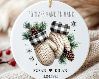Personalized 50th Anniversary Ornament, Golden Wedding Keepsake Gift For Parents, Custom Name 50 Year Celebration Ornament, Gift For Couple