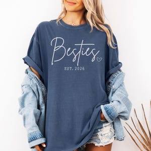 Comfort Colors® Custom Besties Shirt, Personalized BFF Gift, Matching Friends Tee, Girls Trip Outfit, Best Friend Birthday Crewneck, Sister Navy