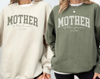 Sweat-shirt pour la mère de la mariée, sweat-shirt ras du cou pour la mère du marié, cadeau de la mariée pour le cortège nuptial, t-shirt personnalisé avec la date du mariage pour la maman lors de la cérémonie