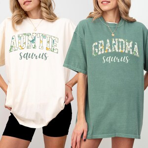 Comfort Colors® Dinosaur Family Birthday Shirts, Mamasaurus Dadasaurus Matching Tees, Custom Dino Outfit, Gift For Auntie, Cousin, Grandma Light Green