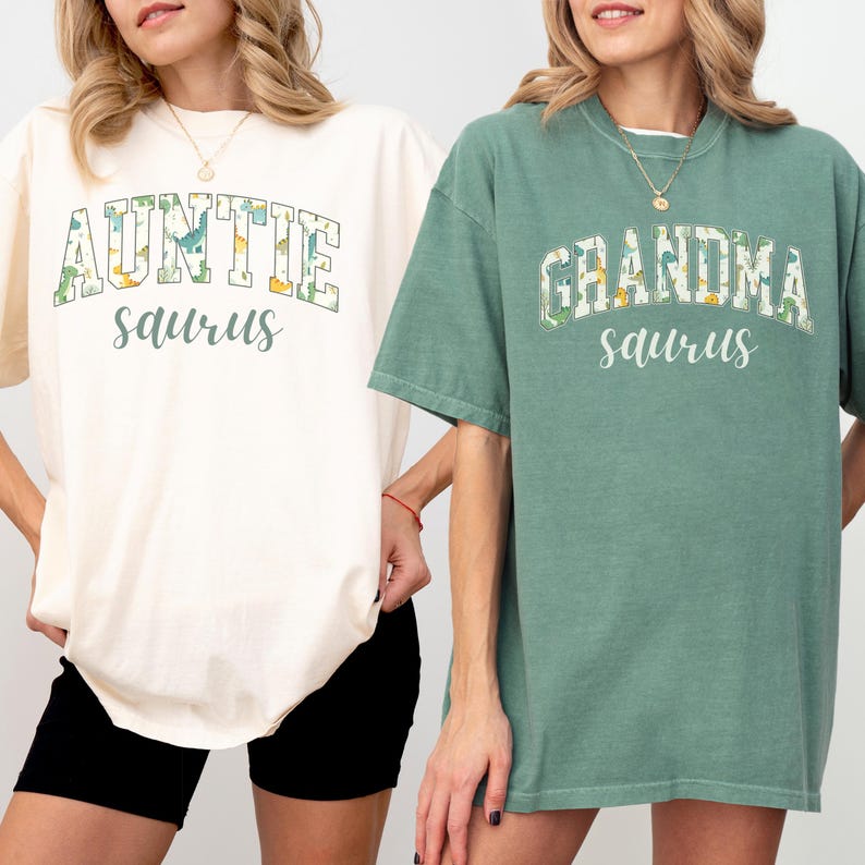 Comfort Colors® Dinosaur Family Birthday Shirts, Mamasaurus Dadasaurus Matching Tees, Custom Dino Outfit, Gift For Auntie, Cousin, Grandma Light Green
