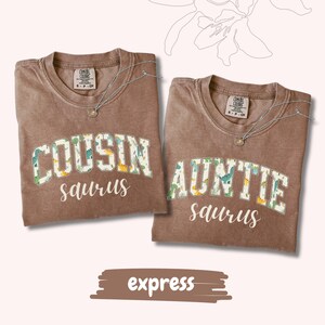 Comfort Colors® Dinosaur Family Birthday Shirts, Mamasaurus Dadasaurus Matching Tees, Custom Dino Outfit, Gift For Auntie, Cousin, Grandma Espresso