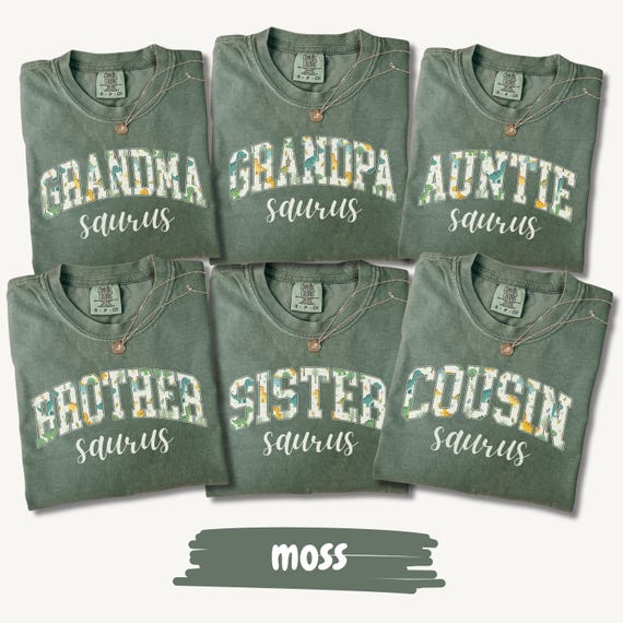 Comfort Colors® Dinosaur Family Birthday Shirts, Mamasaurus Dadasaurus Matching Tees, Custom Dino Outfit, Gift For Auntie, Cousin, Grandma