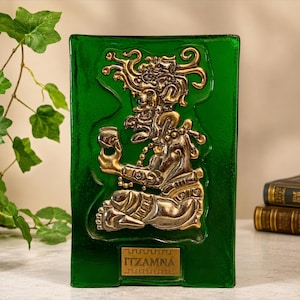 Rare 1950s Blenko Art Glass ITZAMNA Bayer Executive Gift Sterling Silver Gold Plated. Expert packing guaranteed!