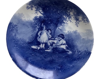 Antique Royal Doulton Rare “Blue Children” Rack Plate 1923 year