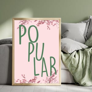 Wicked Inspired &#39;Popular&#39; Wall Art: Girly Pink Dorm Decor (Digital Download)