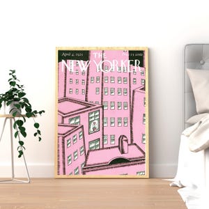 Pink New York Skyline Print: Retro Magazine Cover Art (Digital Download)