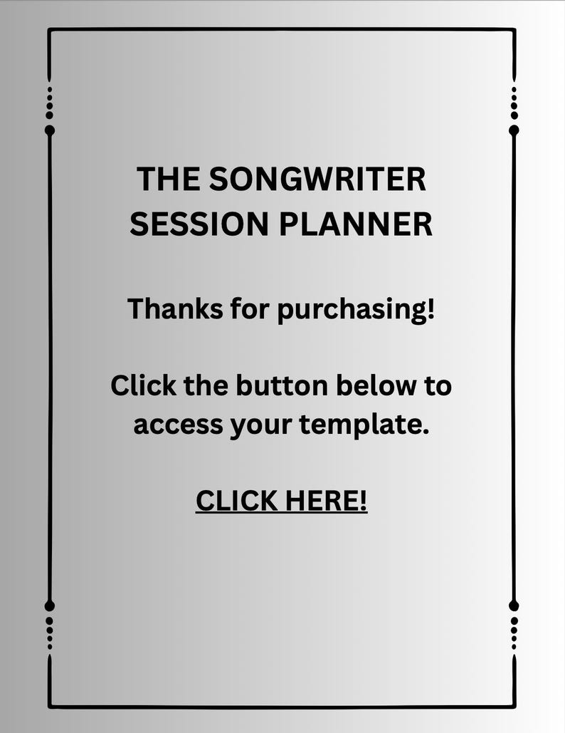 Songwriter Session Planner | Printable PDF & Editable Canva Template - Etsy