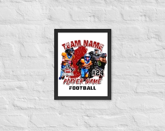 カスタムフットボールポスター – チーム名、選手名、背番号、ロゴ入り