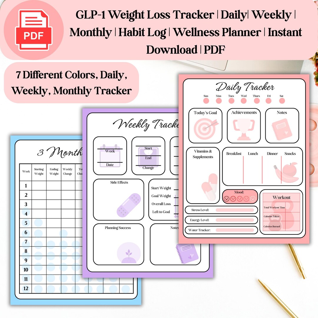 GLP-1 Injection & Weight Loss Tracker | Wellness Planner (PDF) - Etsy