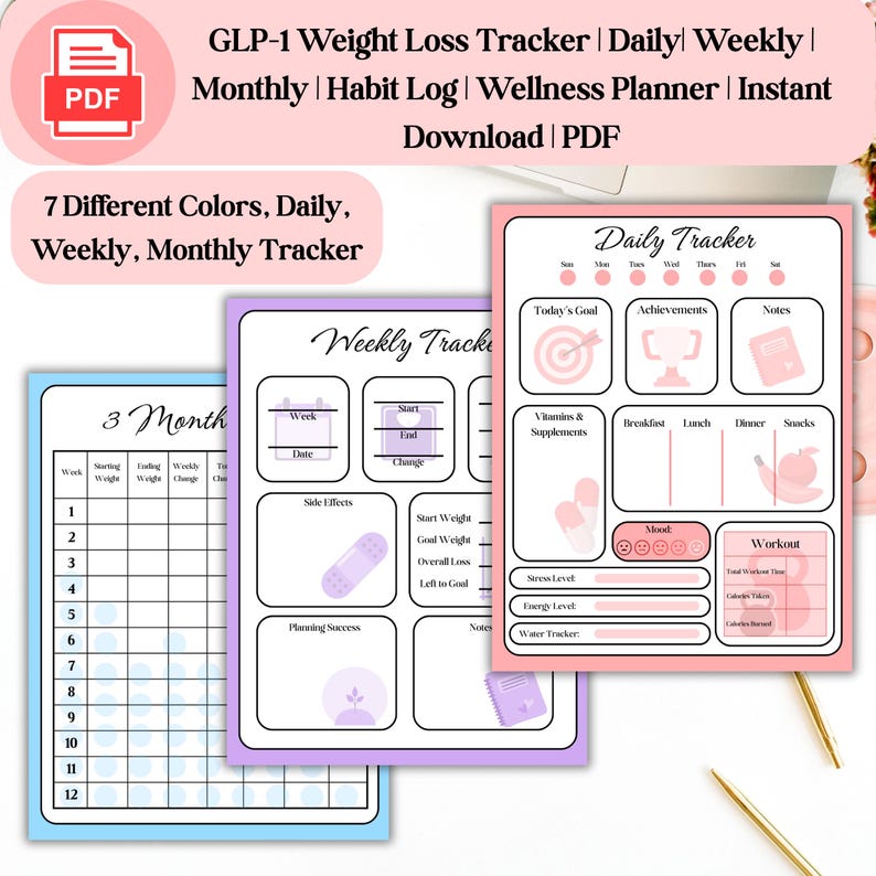 GLP-1 Injection & Weight Loss Tracker | Wellness Planner (PDF) - Etsy