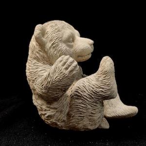 Sculpture ourson en ciment blanc – Figurine artisanale – Déco intérieure & extérieure – Cim Art