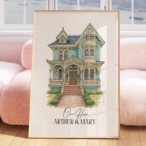 CUSTOM Home Portrait, Neues Zuhause Zeichnung, Haus Skizze, personalisiertes Home Portrait, Einweihungsgeschenk, ästhetische Drucke