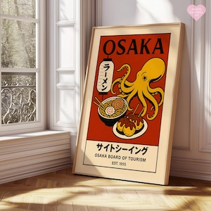 Osaka Poster, Osaka Art Print, Osaka Wall Art, Japan Poster, Japan Print, Japan Wall Art, Japan Art Decor, Octopus Art, Aesthetic Prints
