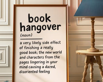 Póster de definición de resaca literaria, arte mural literario, póster literario, decoración de rincón de lectura, decoración para amantes de los libros, impresión literaria, regalo para amantes de los libros, impresión estética