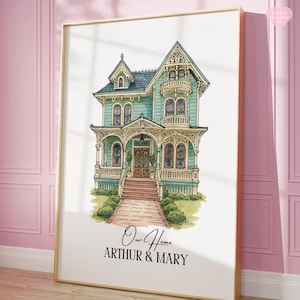 CUSTOM Home Portrait, Neues Zuhause Zeichnung, Haus Skizze, personalisiertes Home Portrait, Einweihungsgeschenk, ästhetische Drucke