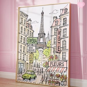 Poster con stampa artistica di Parigi, poster di Parigi, stampa di Parigi, arte murale femminile, poster femminile, poster estetico, arte murale rosa, regalo di Parigi, arte francese