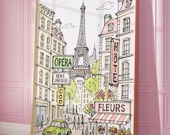 Paris Art Print Poster, Paris Poster, Paris Print, Feminine Wall Art, Girly Poster, Aesthetic Poster, Pink Wall Art, Paris Gift, France Art