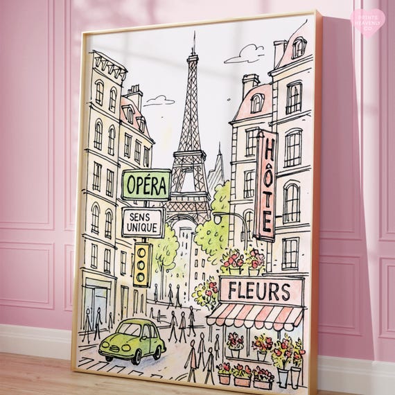 Paris Art Print Poster, Paris Poster, Paris Print, Feminine Wall Art, Girly Poster, Aesthetic Poster, Pink Wall Art, Paris Gift, France Art
