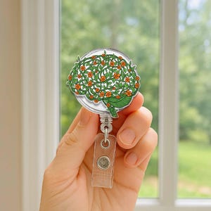 Floral Brain Badge Reel, Mental Health ID Holder, Psychology Gift, Neuro Nurse Badge Clip, Brain Lover Accessory, Retractable ID