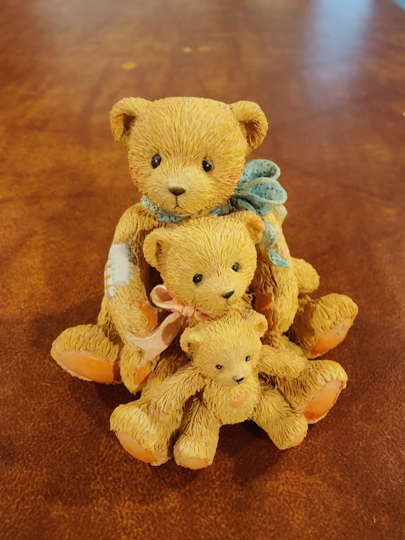Rare Signed Cherished Teddies Figurine: Theodore, Samantha, and