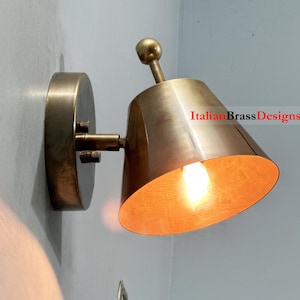 Handmade Vintage Brass Wall Sconce / Adjustable Industrial Light Fixture / Mid Century Modern Wall Lamp / Single Light Shade
