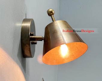 1 Light Raw Brass Vintage Brass Wall Sconce – Adjustable Industrial Light Fixture – Mid Century Modern Wall Lamp – Single Light Shade