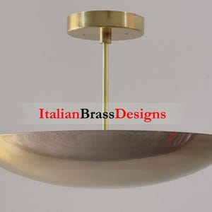 Raw Brass Dome Chandelier: Mid-Century Modern Semi Flush Mount