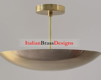 Lámpara de techo empotrada elegante de 6 luces - Lámpara colgante Sputnik de latón crudo de mediados de siglo