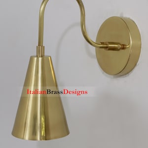 Mid-Century Modern Raw Brass Cone Wall Sconce - Italian Design