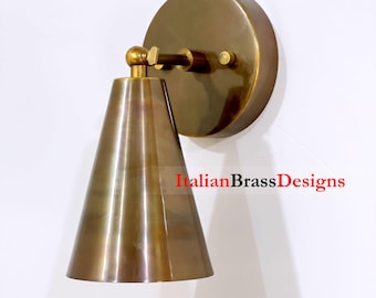 Modern Raw Brass Italian Wall Scone | Light Raw brass Wall Sconce Light | Wall Sconces Lamp  | Con Wall Sconce Light