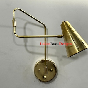 Handmade Brass Swing Arm Wall Sconce: Mid-Century Modern Adjustable Lamp