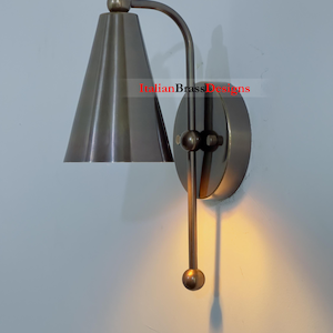 Vintage Brass Wall Sconce: Mid-Century Modern Bedside Reading Light