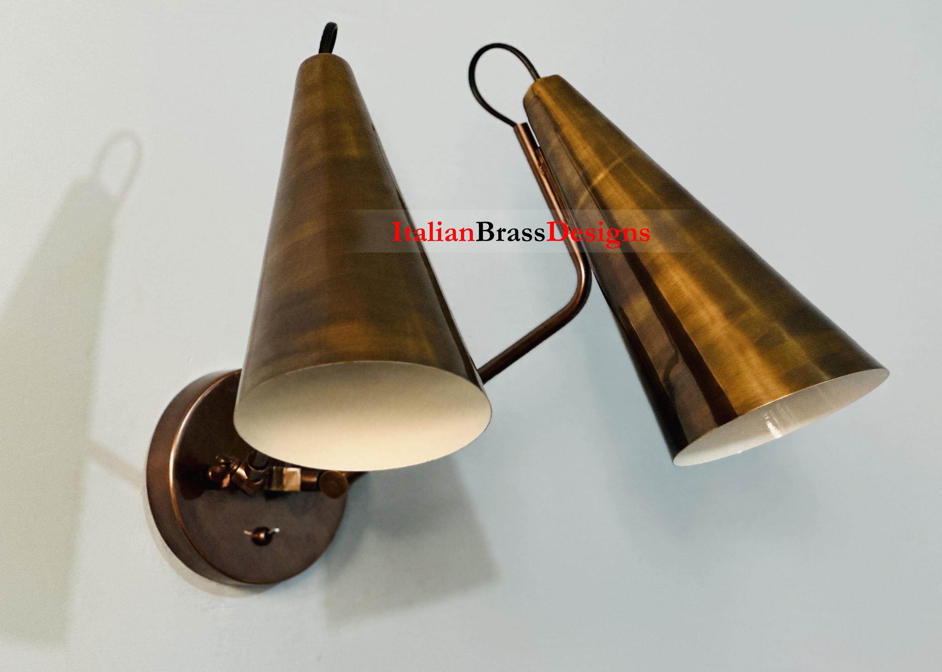Antique Brass Wall Fixture Clemente Double Sconce Mid Century Brass ...