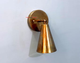 1 Light Raw Brass Wall Sconce Light | Italian Wall Scone Lamp | Cone Wall Lamp Scone