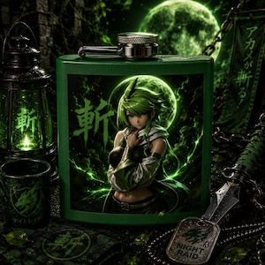 Anime Character Art Flask | 6oz Stainless Steel Hip Flask (Gift for Him or Her)